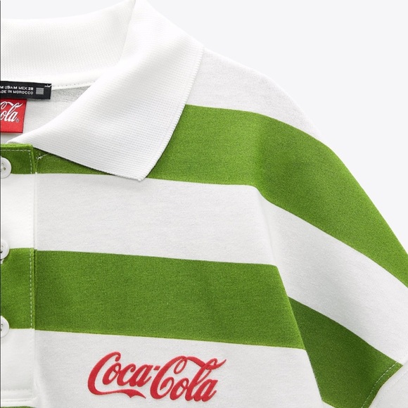 New Zara Coca Cola Striped Dress Green White - Picture 7 of 9
